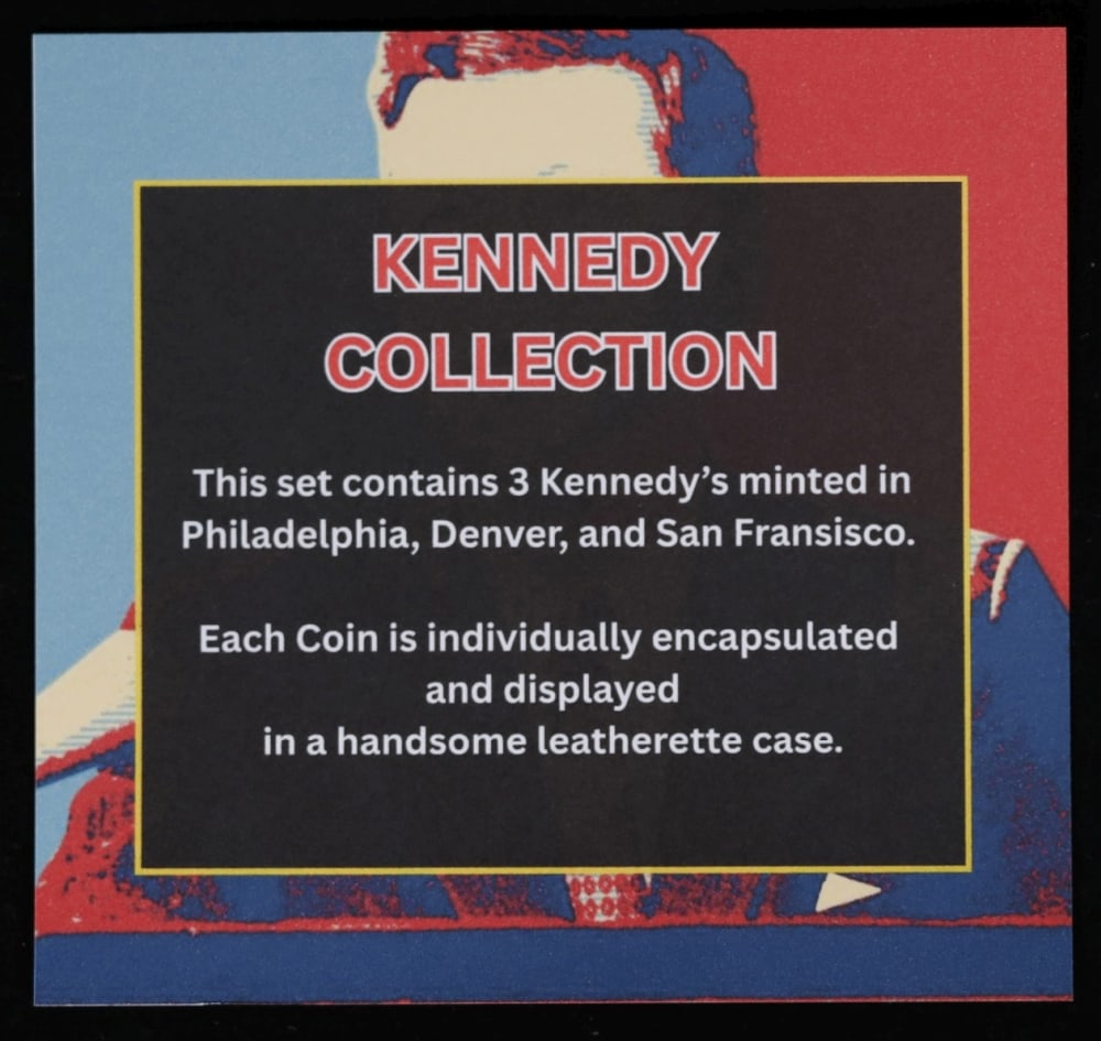 Complete 3 PC. 1992 Kennedy Half Dollar 50c set In Custom Box W/ Special Backer Card BU & Proof C... - 7