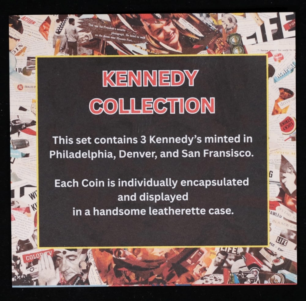 Complete 3 PC. 1999 Kennedy Half Dollar 50c set In Custom Box W/ Special Backer Card BU & Proof C... - 7