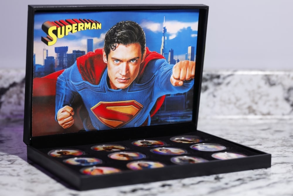 12 Coin James Gunn Superman Gold Plated Round Collection In Custom Box W/ Special Backer card - 2