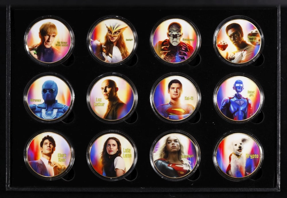 12 Coin James Gunn Superman Gold Plated Round Collection In Custom Box W/ Special Backer card - 3