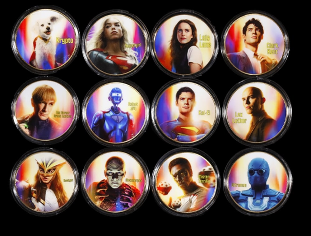 12 Coin James Gunn Superman Gold Plated Round Collection In Custom Box W/ Special Backer card - 4