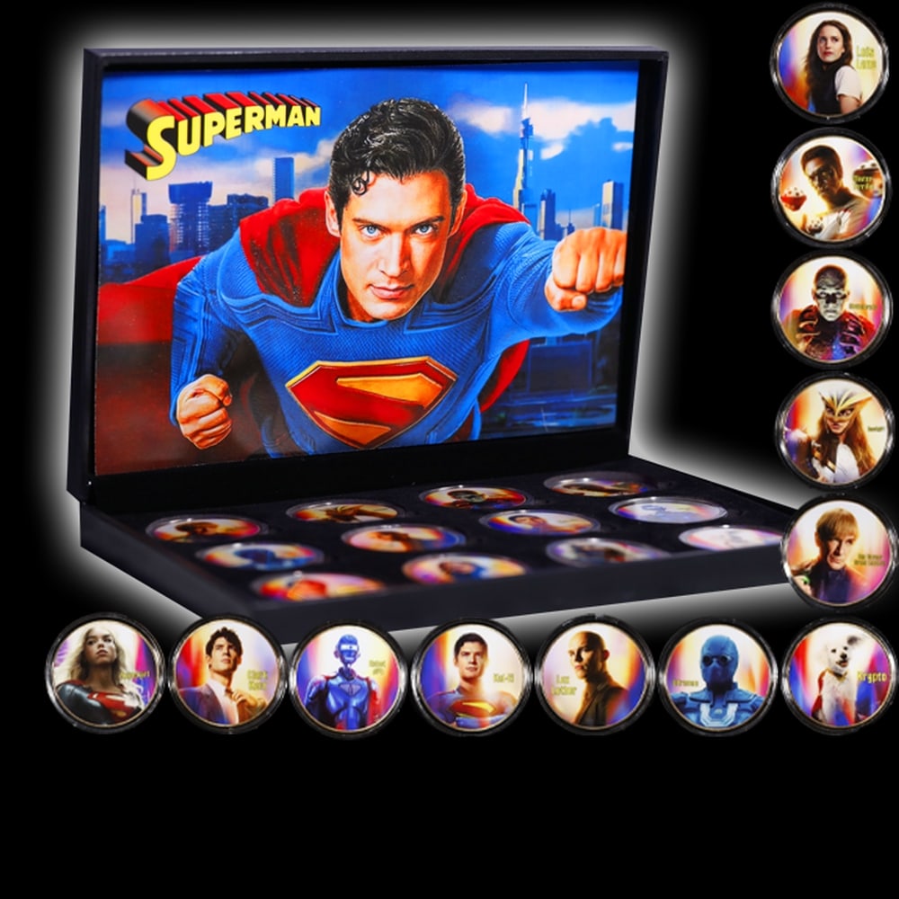 12 Coin James Gunn Superman Gold Plated Round Collection In Custom Box W/ Special Backer card - 5