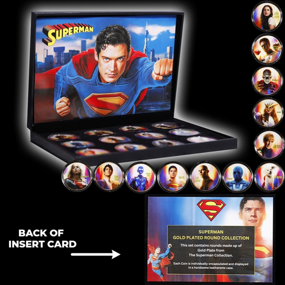 12 Coin James Gunn Superman Gold Plated Round Collection In Custom Box W/ Special Backer card - 6