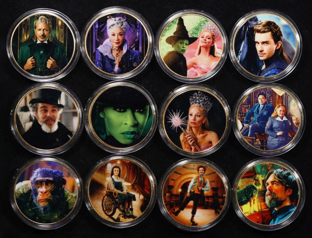 12 Coin Wicked Wizard of Oz Gold Plated Round Collection In Custom Box W/ Special Backer card - 4