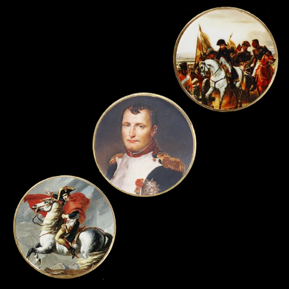 3 Coin General Napoleon Bonaparte Gold Plated Round Collection - 2