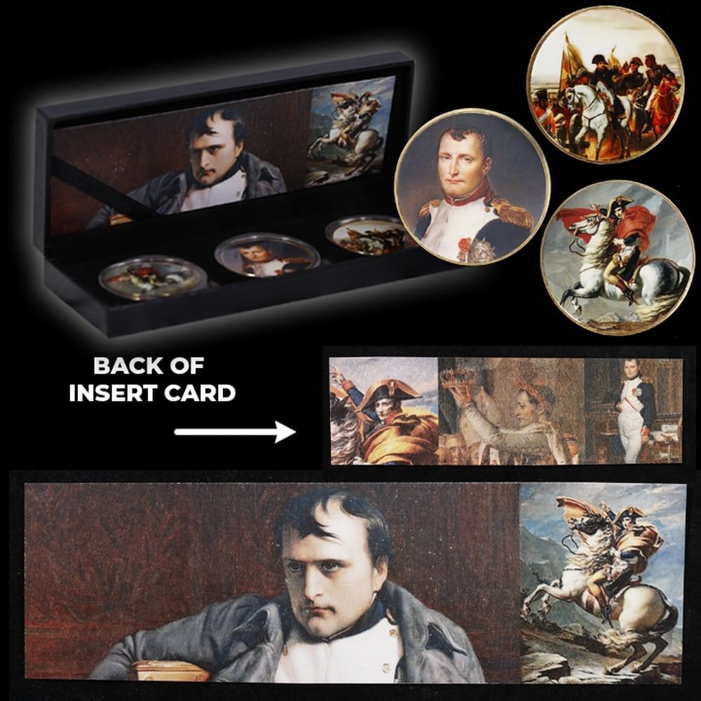 3 Coin General Napoleon Bonaparte Gold Plated Round Collection - 4