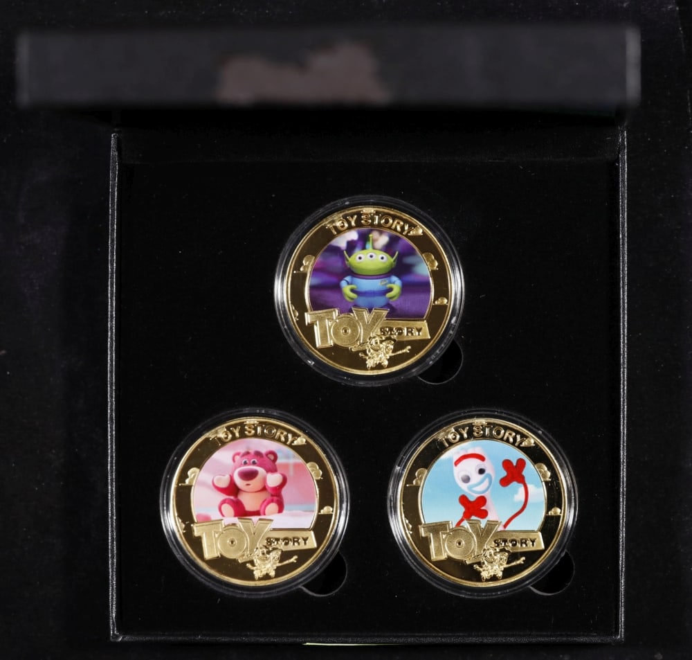 3 Coin Toy Story Gold Plated Round Collection In Custom Box W/ Special Backer card - 3