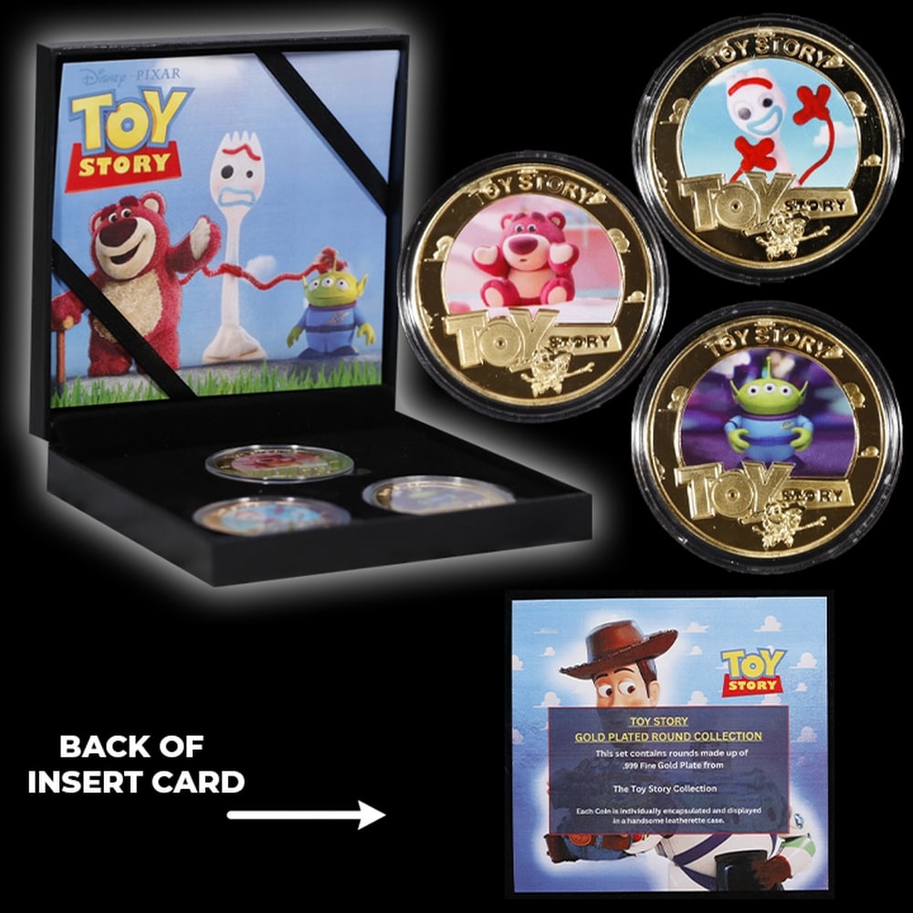 3 Coin Toy Story Gold Plated Round Collection In Custom Box W/ Special Backer card - 6