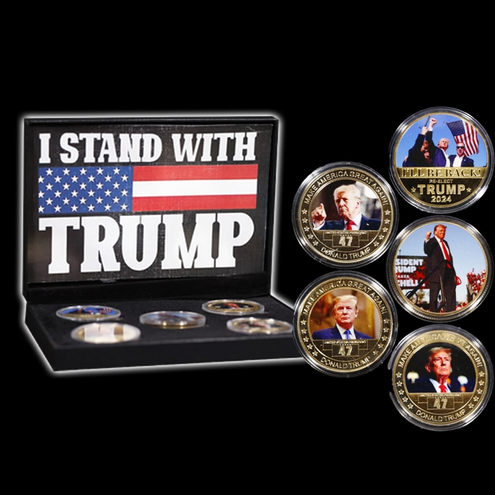 5 Coin "I Stand With Trump" Gold Plated Round Collection - 4