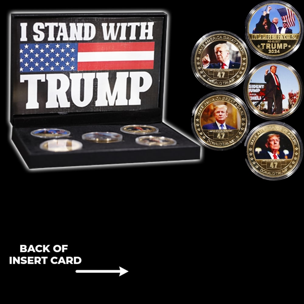 5 Coin "I Stand With Trump" Gold Plated Round Collection - 5
