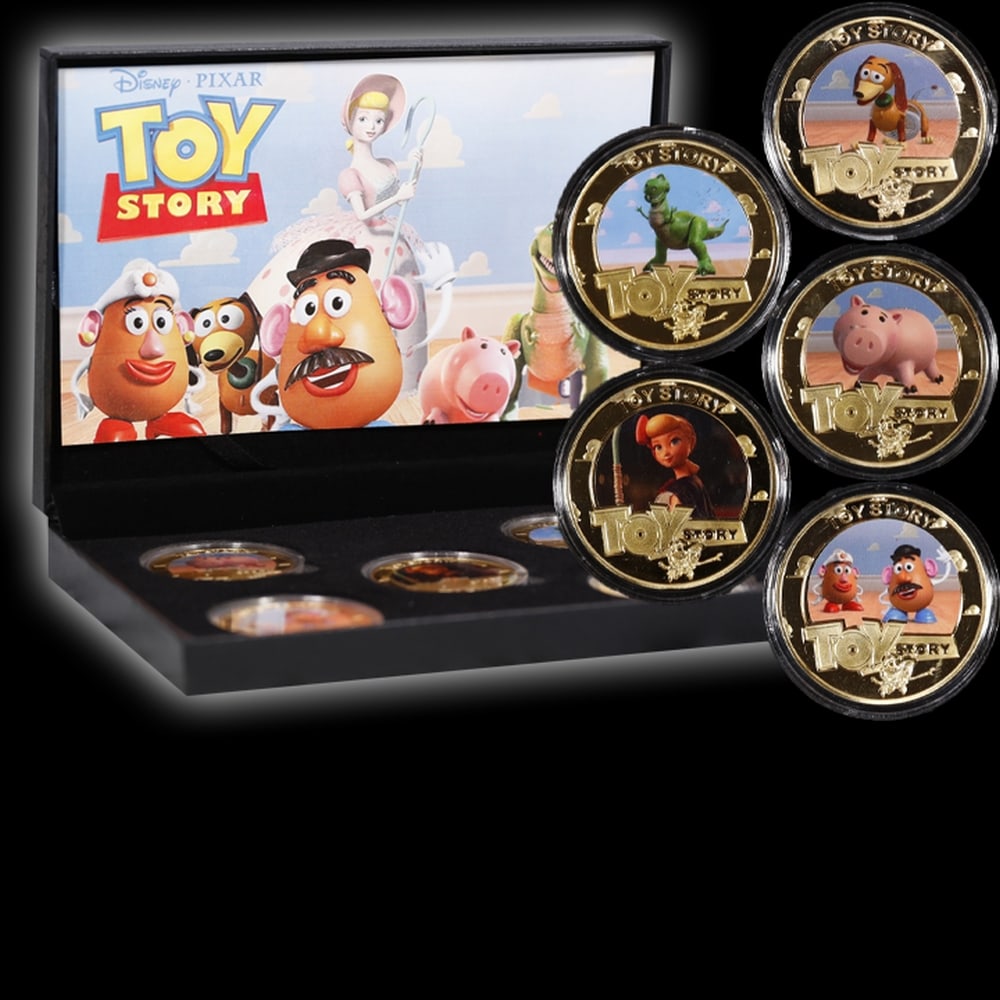5 Coin Toy Story Gold Plated Round Collection In Custom Box W/ Special Backer card - 5