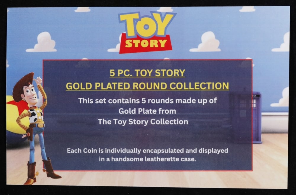 5 Coin Toy Story Gold Plated Round Collection In Custom Box W/ Special Backer card - 8