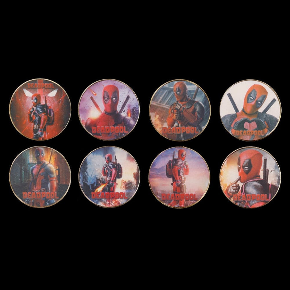 8 Coin Marvel Disney Deadpool Gold Plated Round Collection x-men - 2