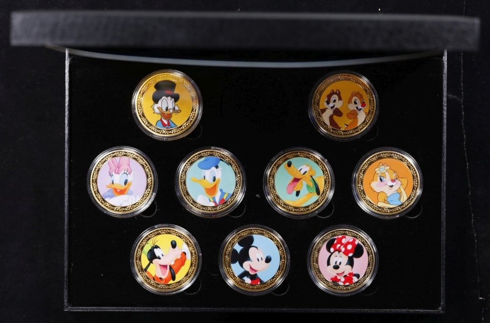 9 Coin Mickey Mouse & Friends Gold Plated Round Collection In Custom Box W/ Special Backer card - 3