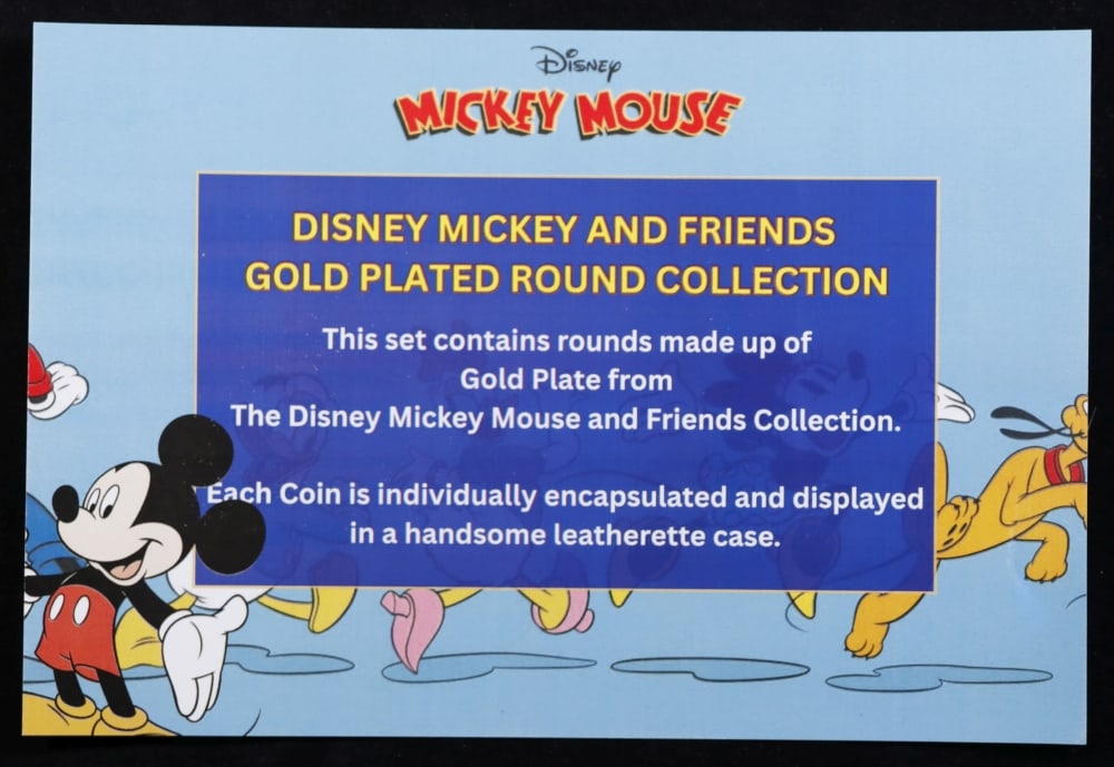 9 Coin Mickey Mouse & Friends Gold Plated Round Collection In Custom Box W/ Special Backer card - 8