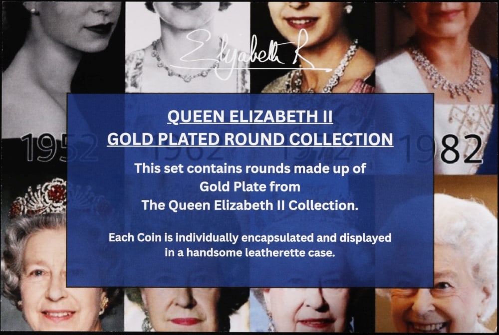 9 Coin Queen Elizabeth II Gold Plated Round Collection #5 - 7