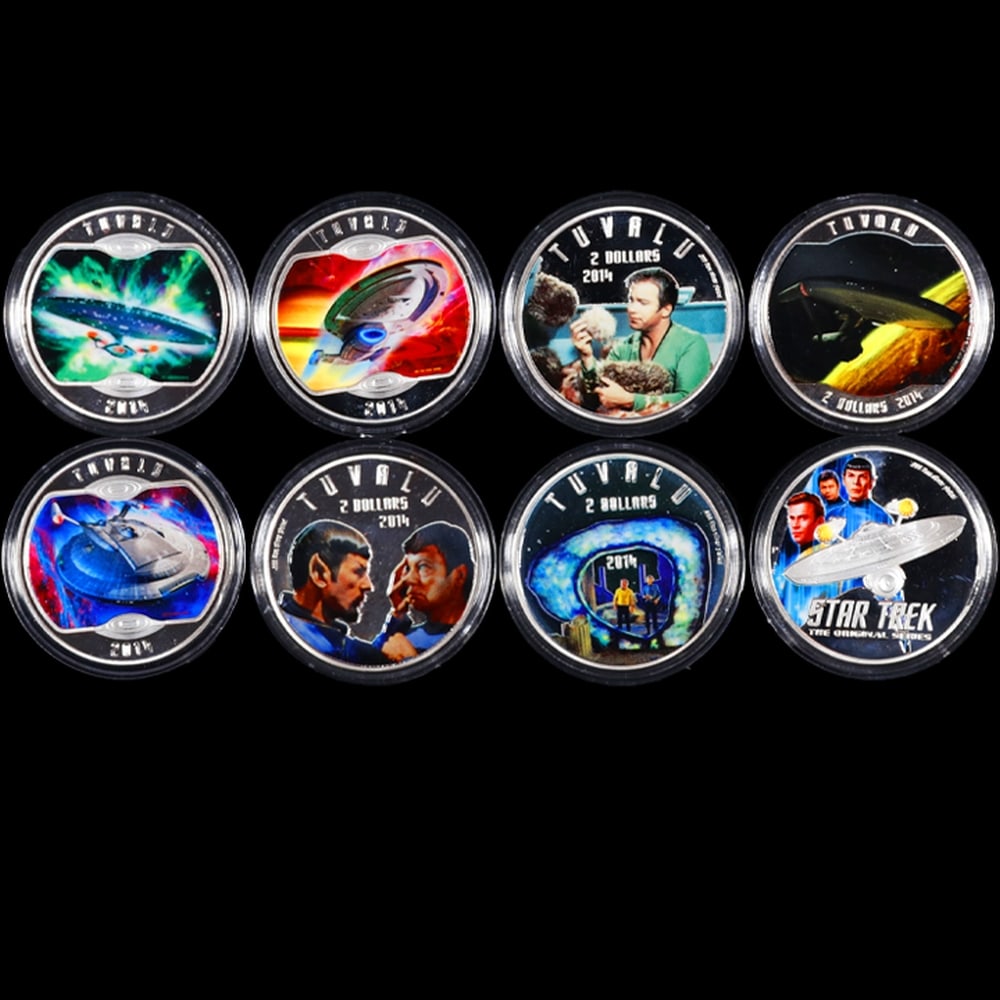 Limited Edition 8 Coin Star Trek Ships Silver Plated Collection In Custom WOODEN Box W/ Special B... - 4