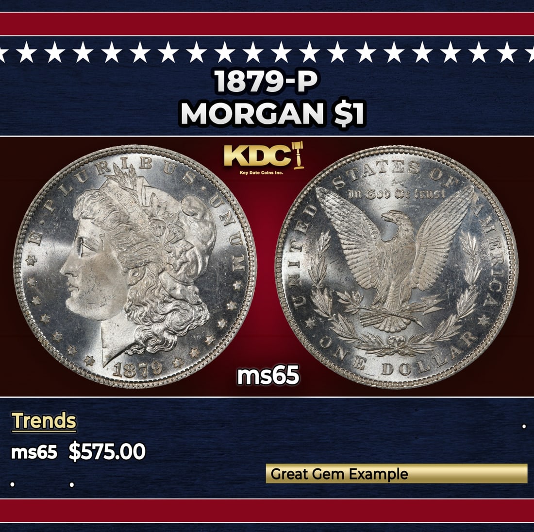 1879-p Morgan Dollar $1 Grades ms65: 1879-p Morgan Dollar $1 Grades ms65.