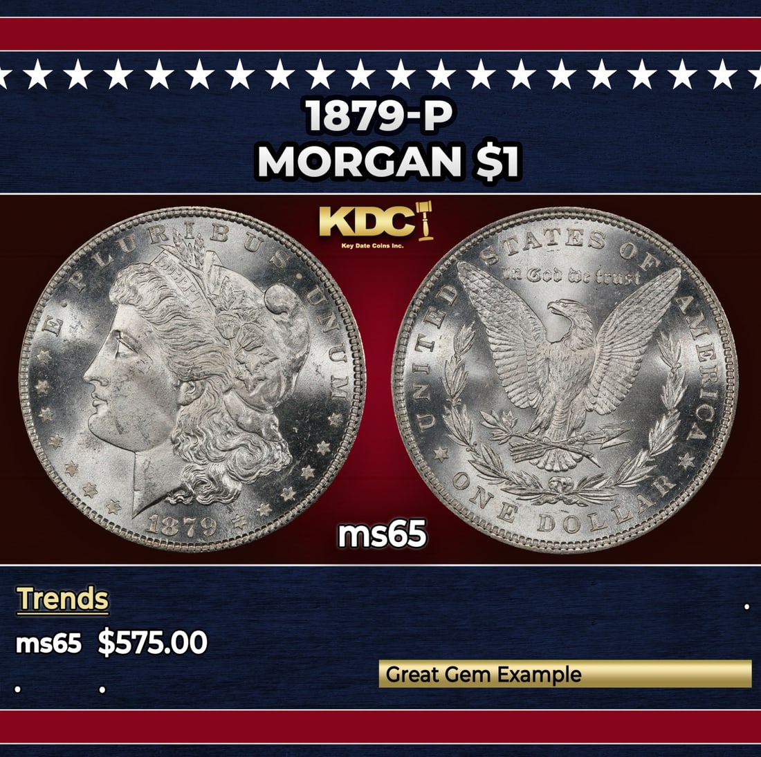 1879-p Morgan Dollar $1 Grades ms65: 1879-p Morgan Dollar $1 Grades ms65.