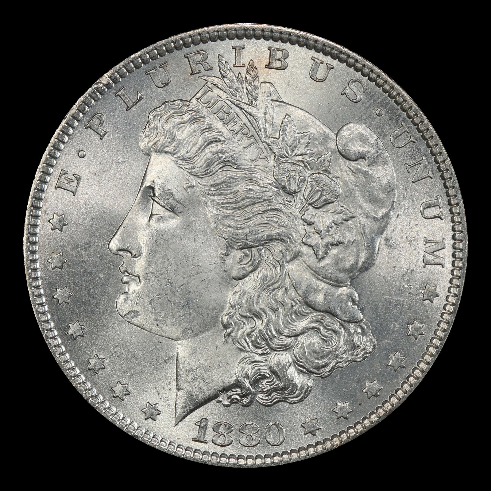 1880-p Morgan Dollar $1 Grades ms63+ - 2
