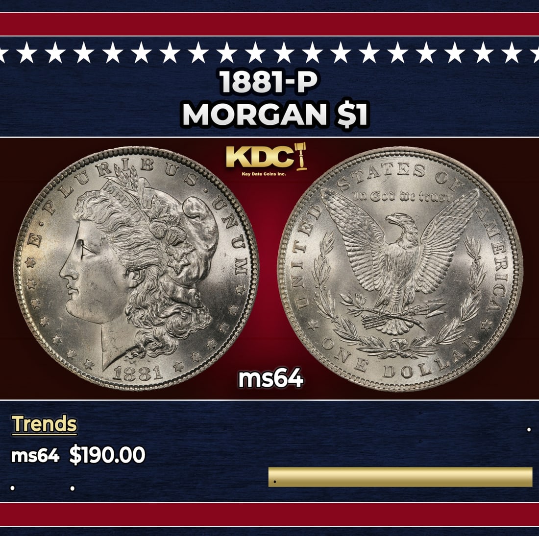1881-p Morgan Dollar $1 Grades ms64: 1881-p Morgan Dollar $1 Grades ms64.