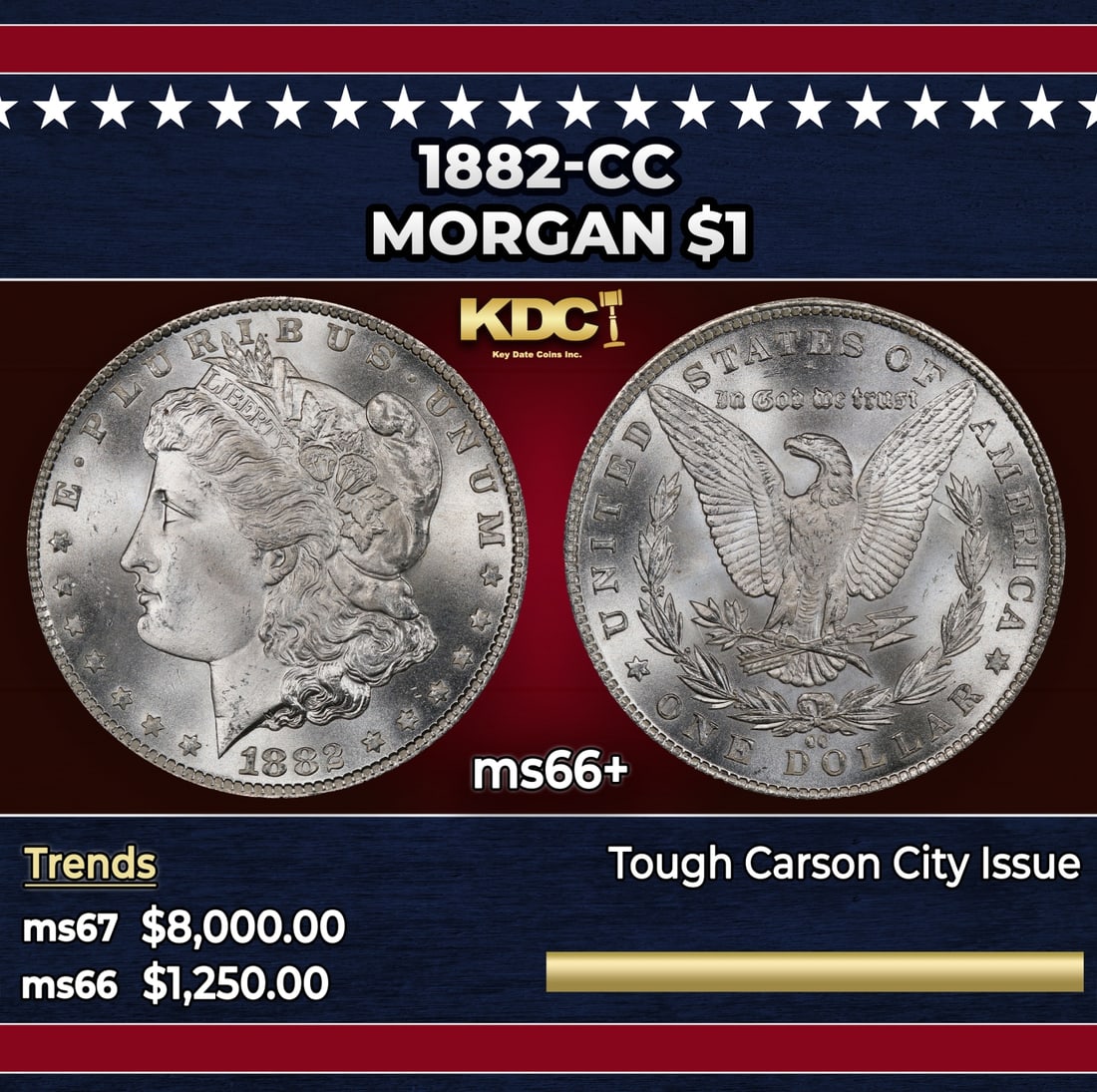 1882-cc Morgan Dollar $1 ms66+ SEGS: 1882-cc Morgan Dollar $1 ms66+ SEGS.