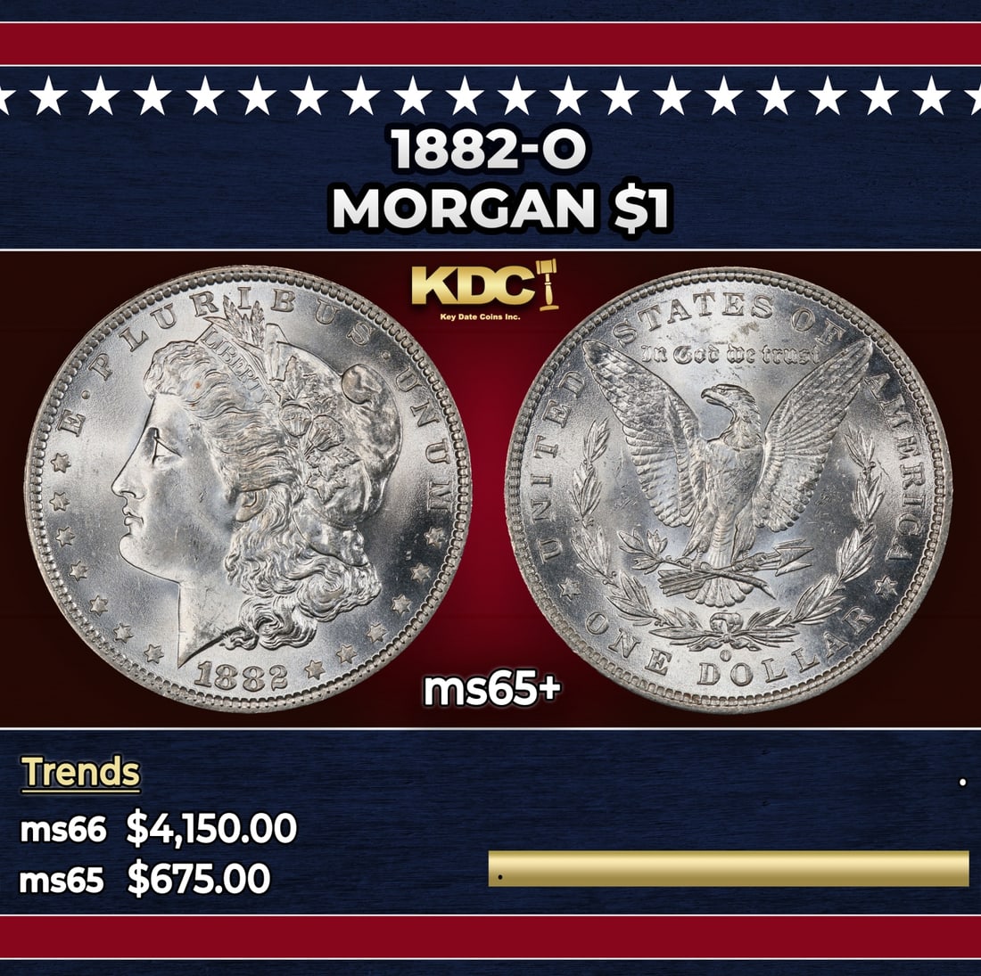 1882-o Morgan Dollar $1 ms65+ SEGS: 1882-o Morgan Dollar $1 ms65+ SEGS.