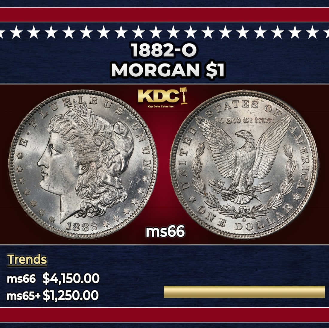 1882-o Morgan Dollar $1 ms66 SEGS: 1882-o Morgan Dollar $1 ms66 SEGS.
