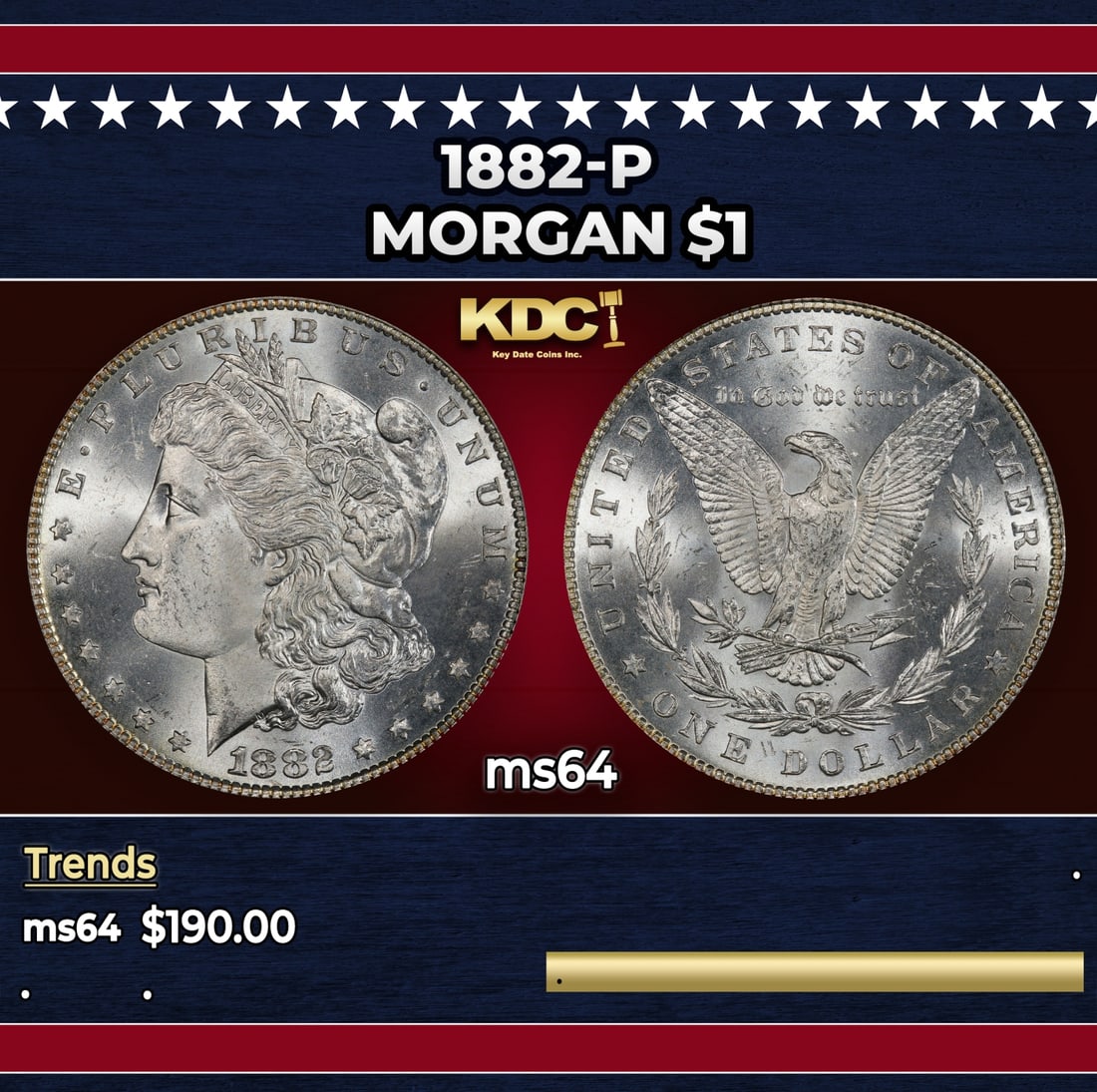 1882-p Morgan Dollar $1 Grades ms64: 1882-p Morgan Dollar $1 Grades ms64.
