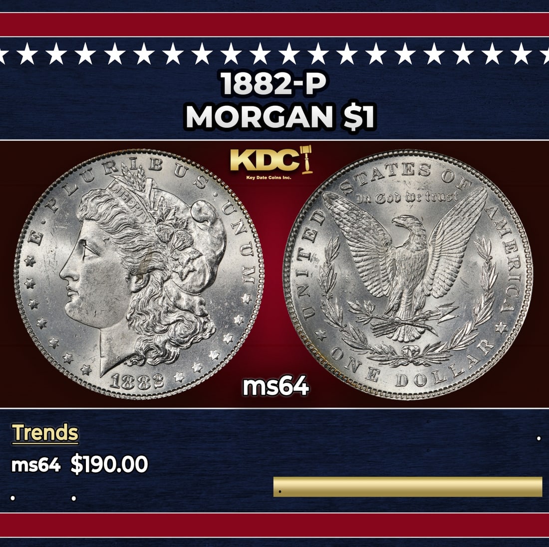 1882-p Morgan Dollar $1 Grades ms64: 1882-p Morgan Dollar $1 Grades ms64.