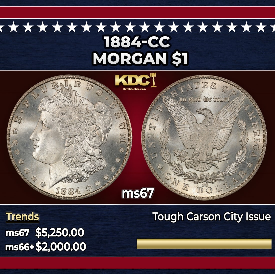 1884-cc Morgan Dollar $1 ms67 SEGS: 1884-cc Morgan Dollar $1 ms67 SEGS.