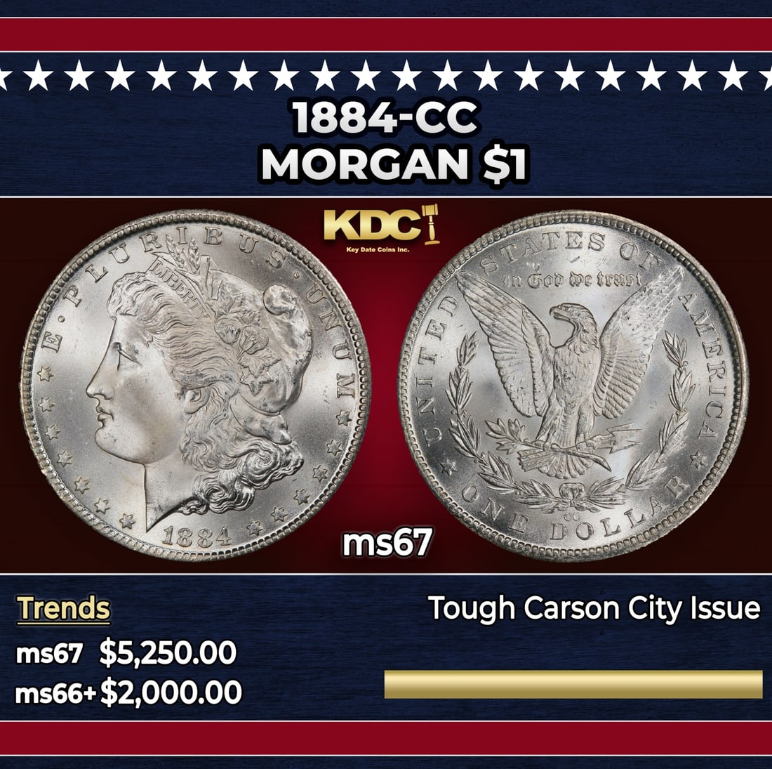 1884-cc Morgan Dollar $1 ms67 SEGS: 1884-cc Morgan Dollar $1 ms67 SEGS.
