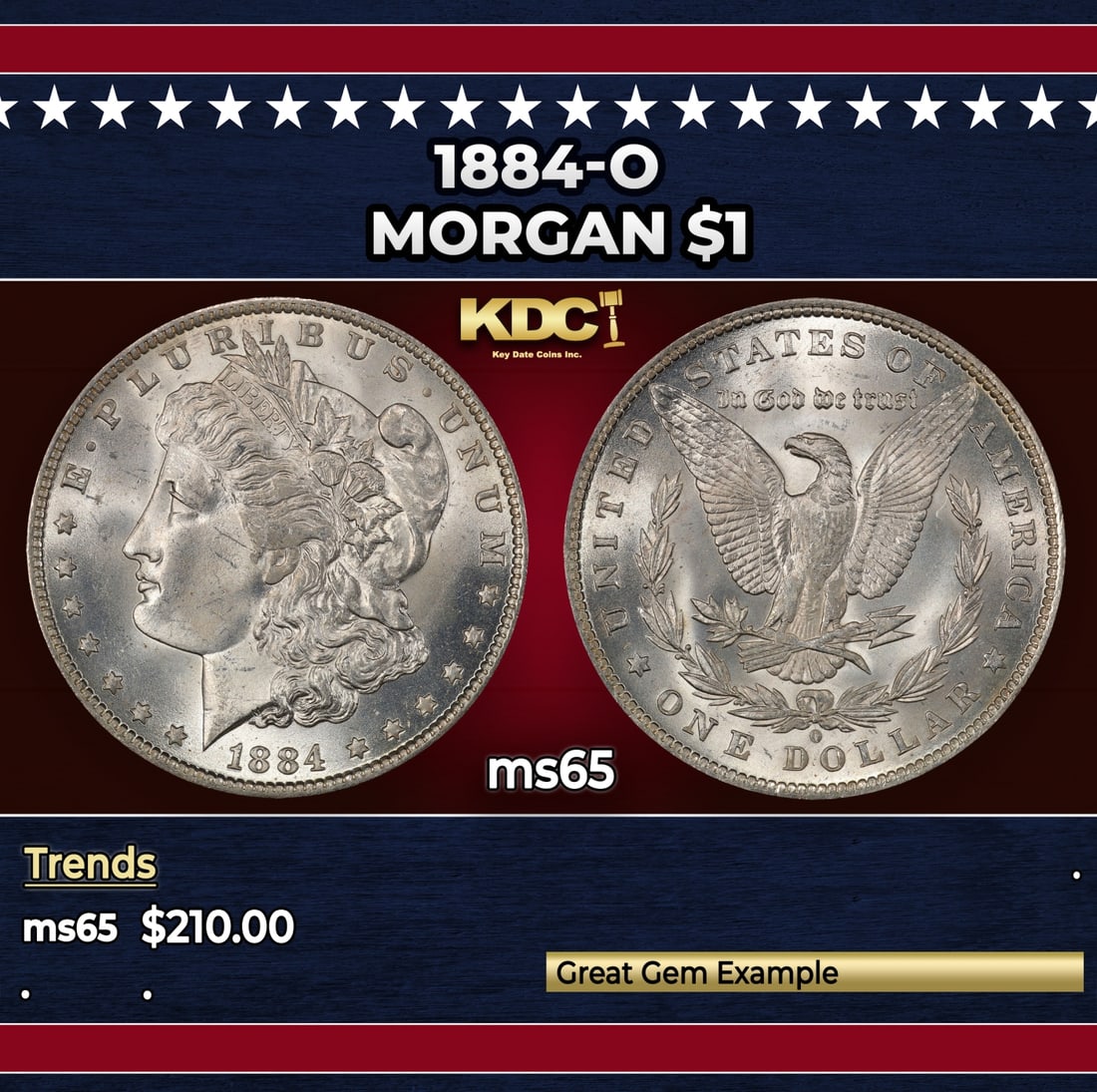 1884-o Morgan Dollar $1 Grades ms65: 1884-o Morgan Dollar $1 Grades ms65.