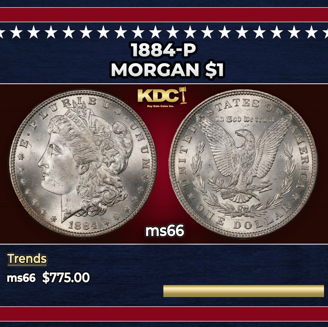 1884-p Morgan Dollar $1 Grades ms66: 1884-p Morgan Dollar $1 Grades ms66.