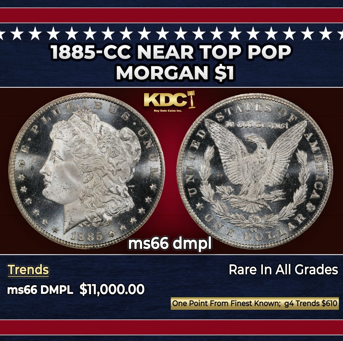 1885-cc Morgan Dollar Near Top Pop $1 ms66 dmpl SEGS: 1885-cc Near Top Pop Morgan Dollar $1 ms66 dmpl SEGS.