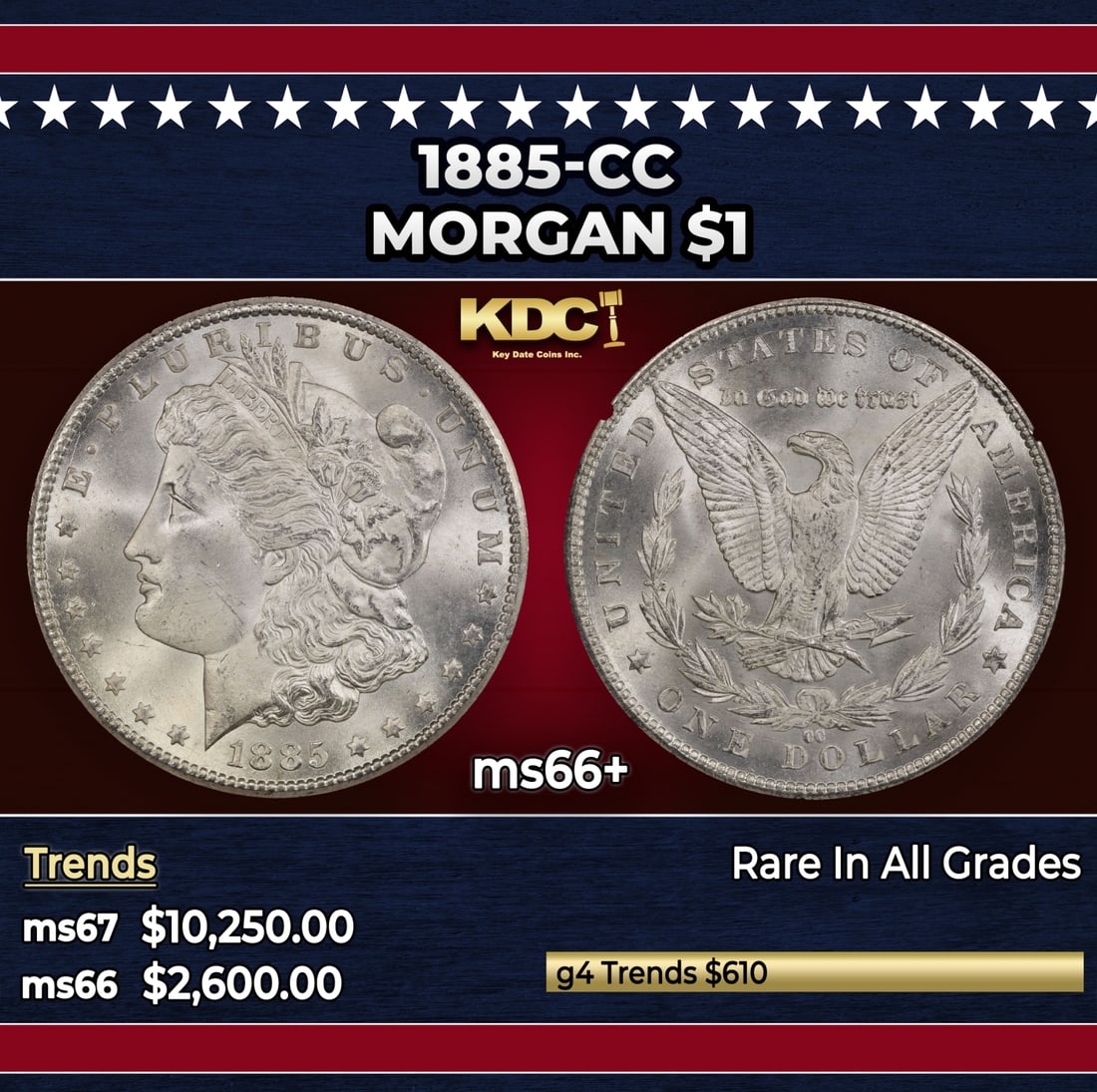 1885-cc Morgan Dollar $1 ms66+ SEGS: 1885-cc Morgan Dollar $1 ms66+ SEGS.