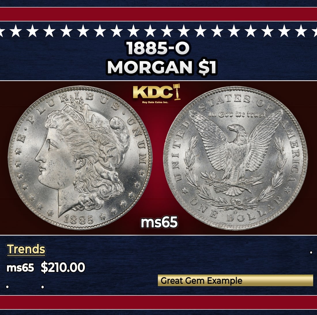 1885-o Morgan Dollar $1 Grades ms65: 1885-o Morgan Dollar $1 Grades ms65.