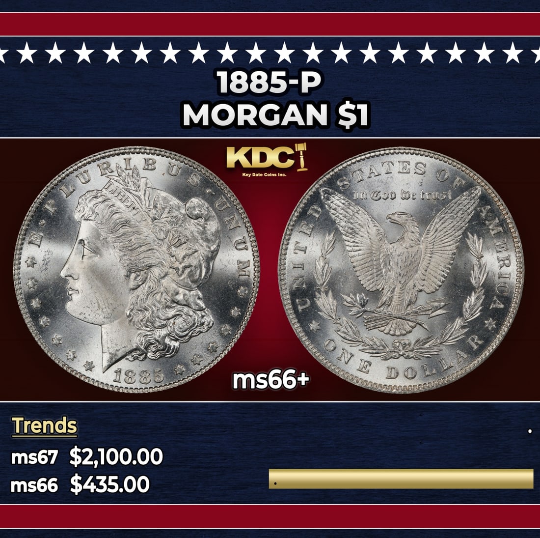 1885-p Morgan Dollar $1 ms66+ SEGS: 1885-p Morgan Dollar $1 ms66+ SEGS.