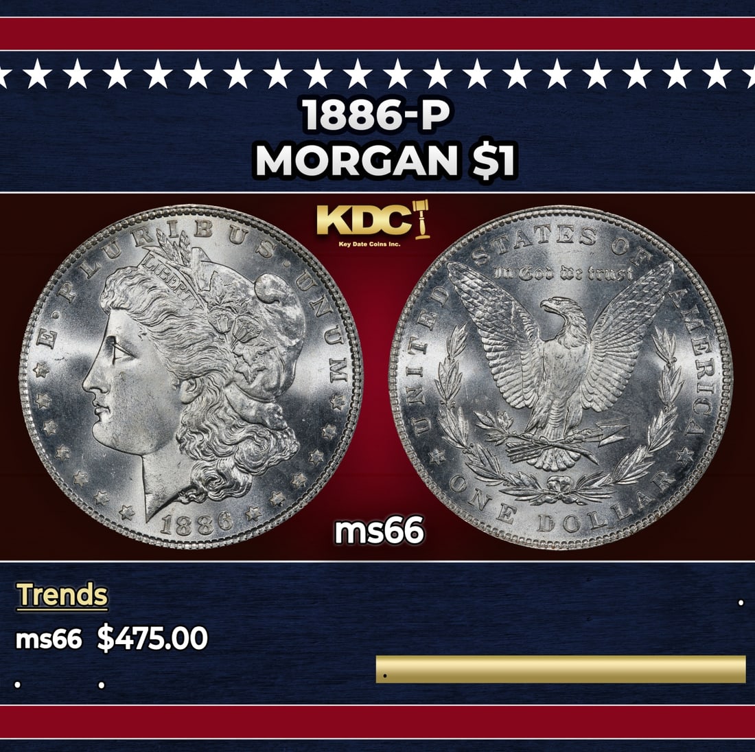 1886-p Morgan Dollar $1 Grades ms66: 1886-p Morgan Dollar $1 Grades ms66.