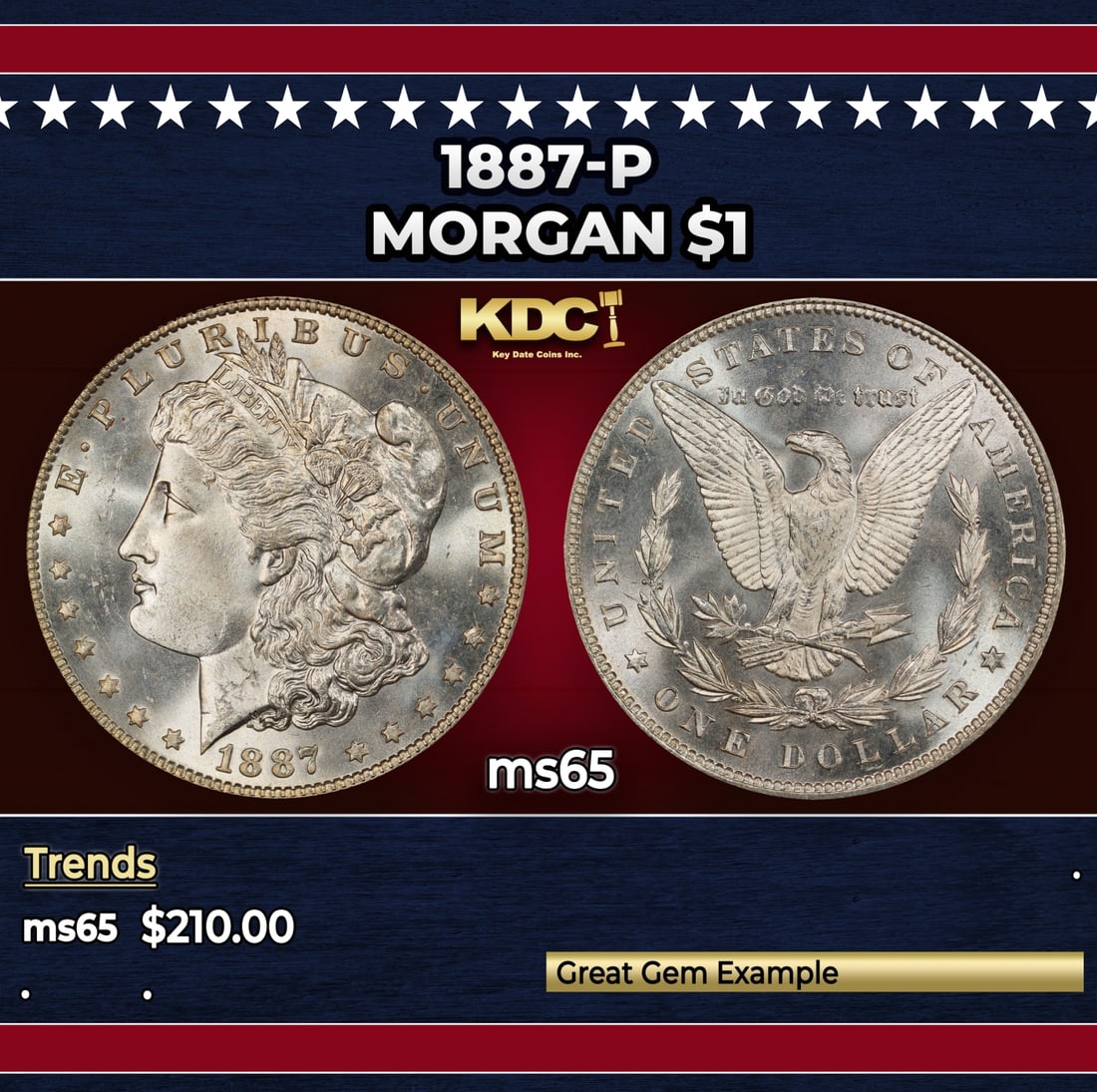 1887-p Morgan Dollar $1 Grades ms65: 1887-p Morgan Dollar $1 Grades ms65.