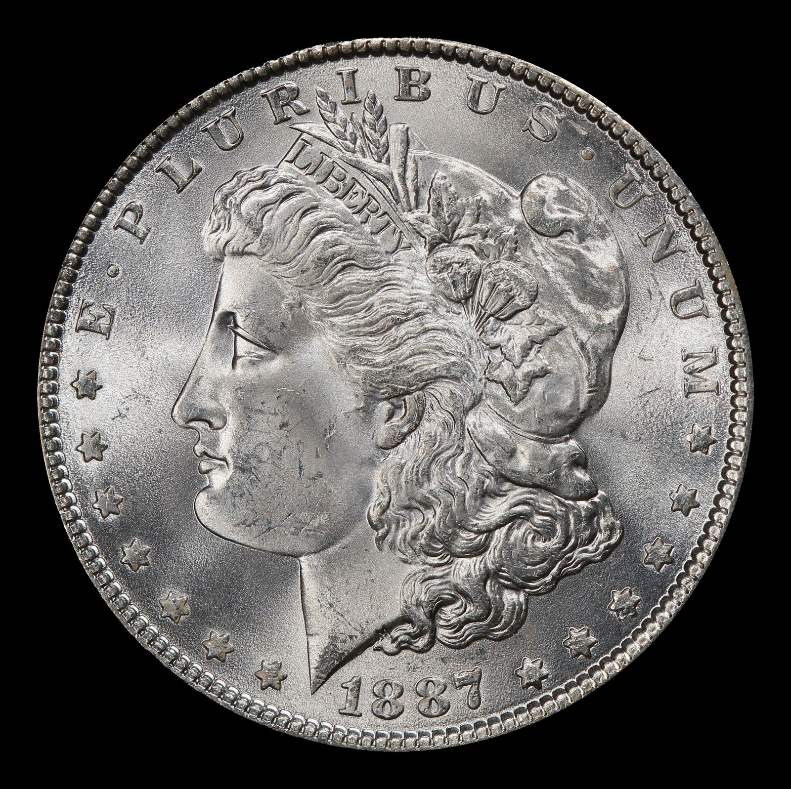 1887-p Morgan Dollar $1 Grades ms65+ - 2