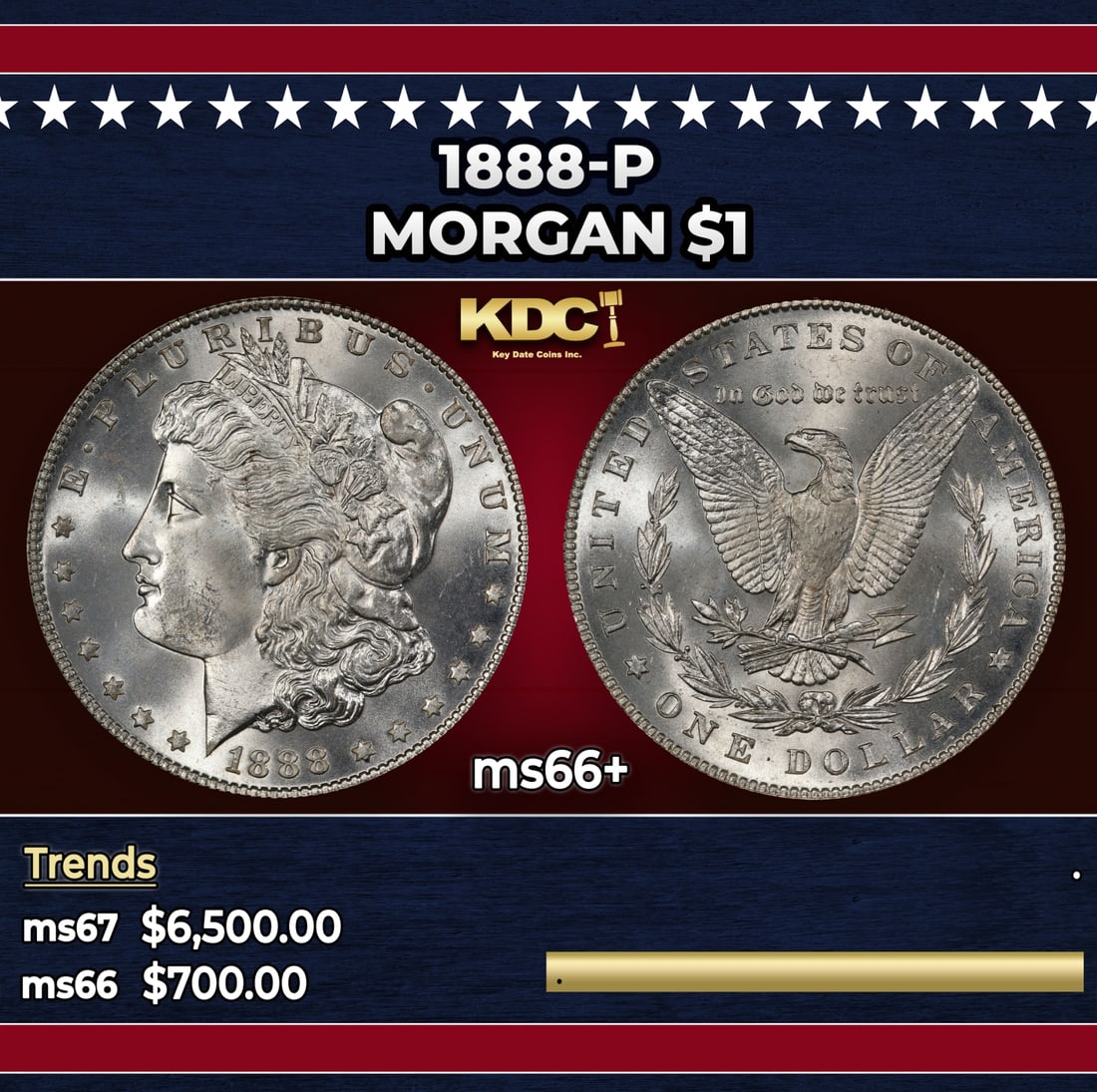 1888-p Morgan Dollar $1 ms66+ SEGS: 1888-p Morgan Dollar $1 ms66+ SEGS.
