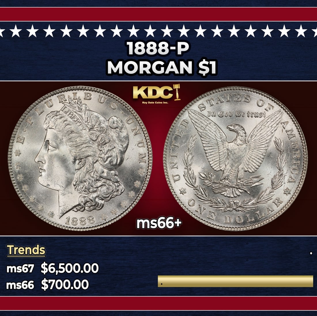 1888-p Morgan Dollar $1 ms66+ SEGS: 1888-p Morgan Dollar $1 ms66+ SEGS.