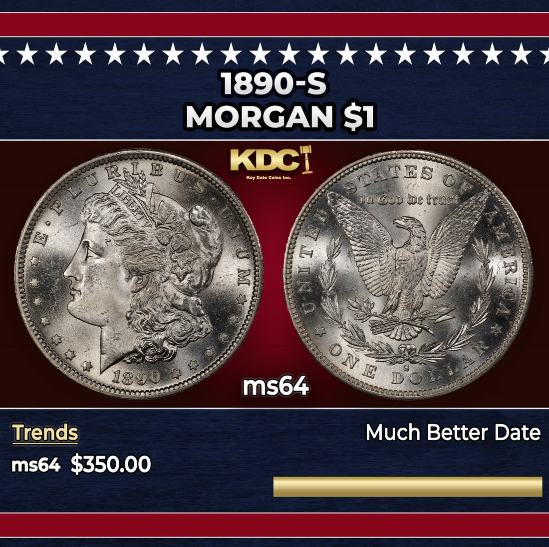 1890-s Morgan Dollar $1 Grades ms64: 1890-s Morgan Dollar $1 Grades ms64.