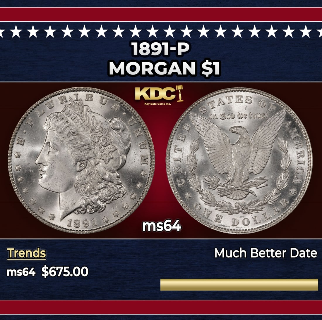1891-p Morgan Dollar $1 Grades ms64: 1891-p Morgan Dollar $1 Grades ms64.