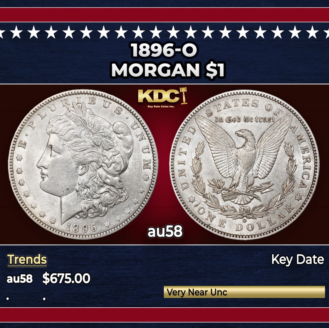 1896-o Morgan Dollar $1 Grades au58: 1896-o Morgan Dollar $1 Grades au58.