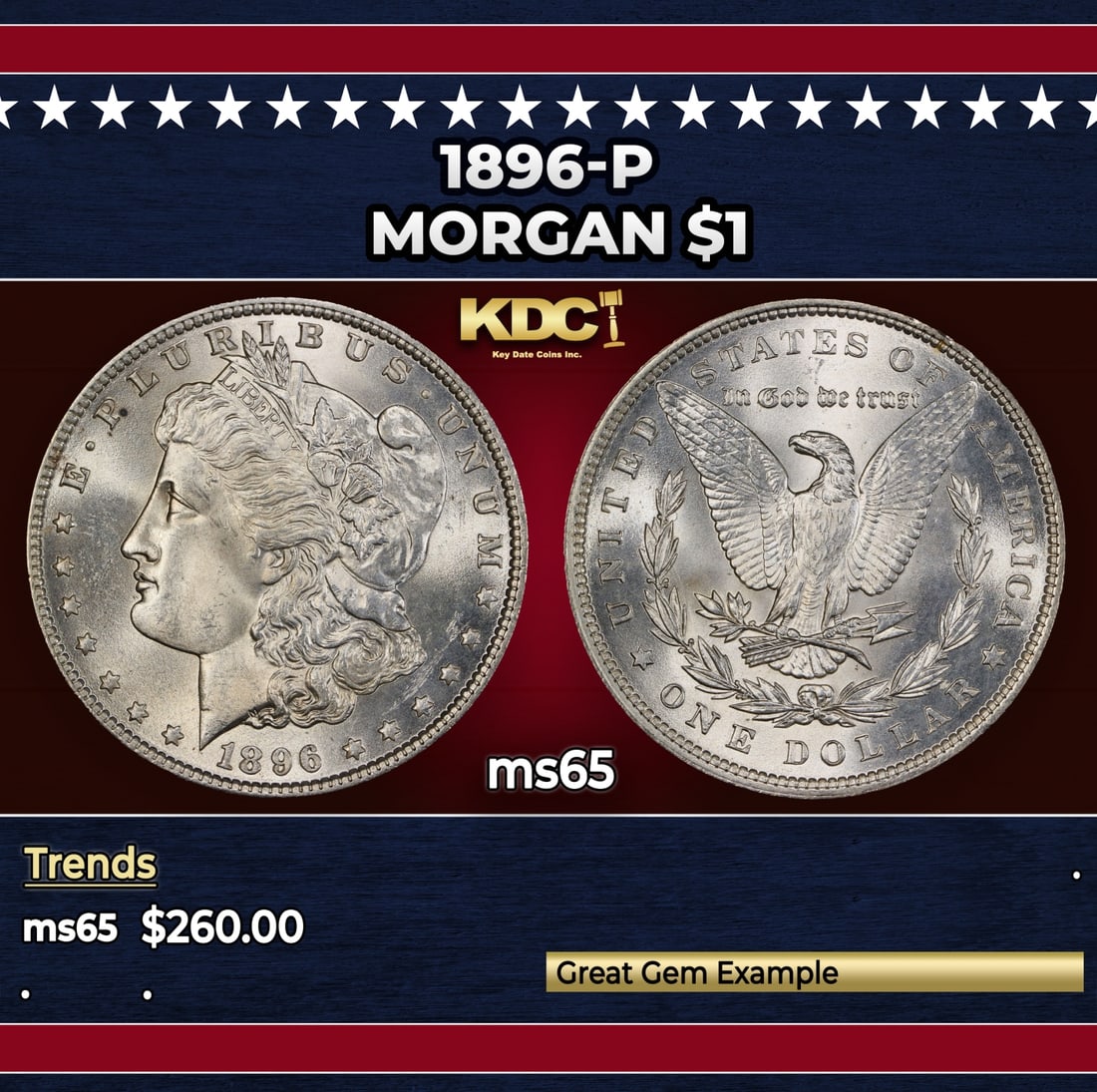 1896-p Morgan Dollar $1 Grades ms65: 1896-p Morgan Dollar $1 Grades ms65.