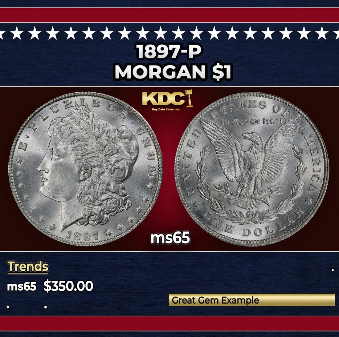 1897-p Morgan Dollar $1 Grades ms65: 1897-p Morgan Dollar $1 Grades ms65.