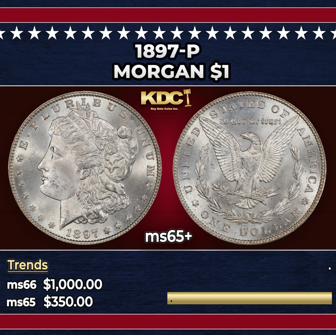 1897-p Morgan Dollar $1 Grades ms65+: 1897-p Morgan Dollar $1 Grades ms65+.