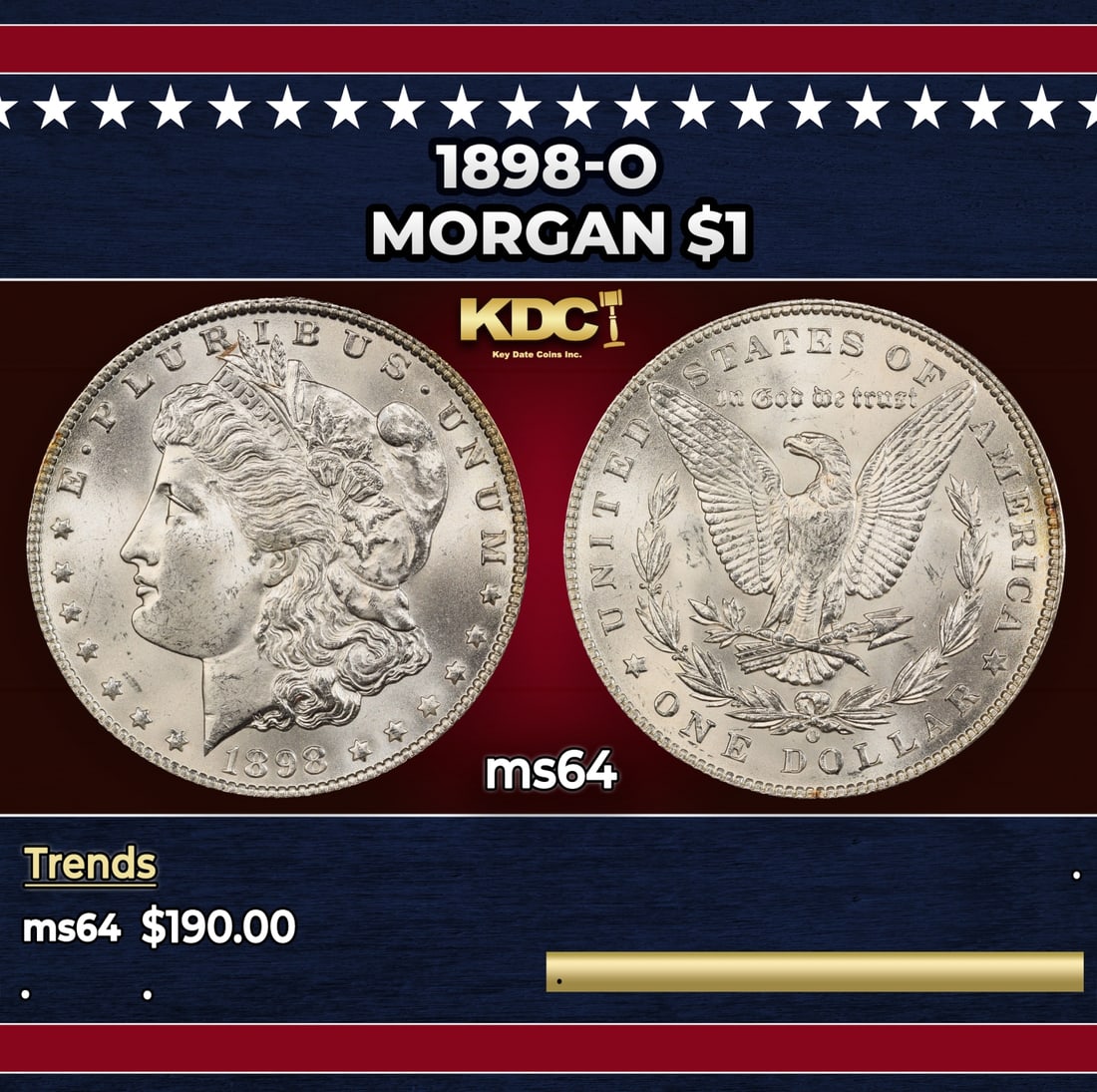 1898-o Morgan Dollar $1 Grades ms64: 1898-o Morgan Dollar $1 Grades ms64.